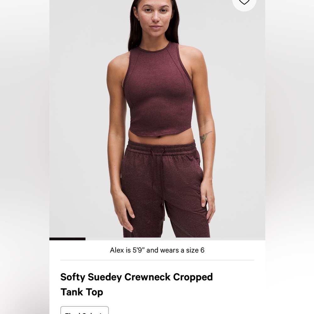 Lululemon Athletica Red Sleeveless Fitted Crop Top